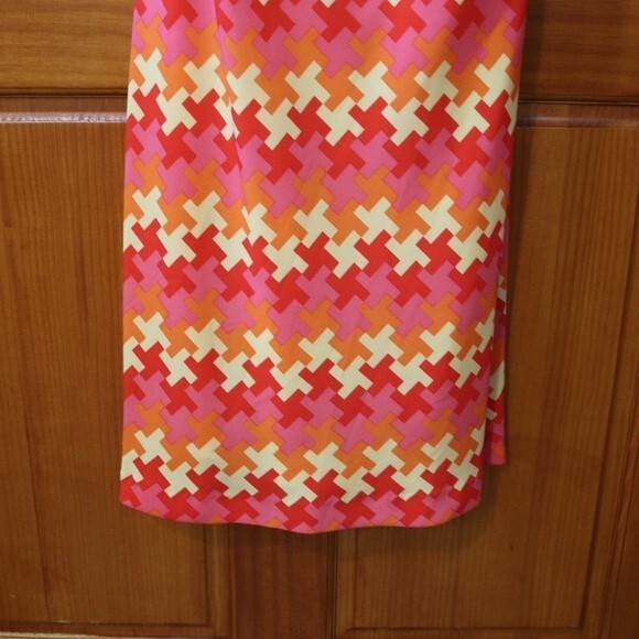 Shoshanna Pink & Orange Geometric Print Tank Dress 12 Y2K Chevron Striped Bright - Picture 3 of 12